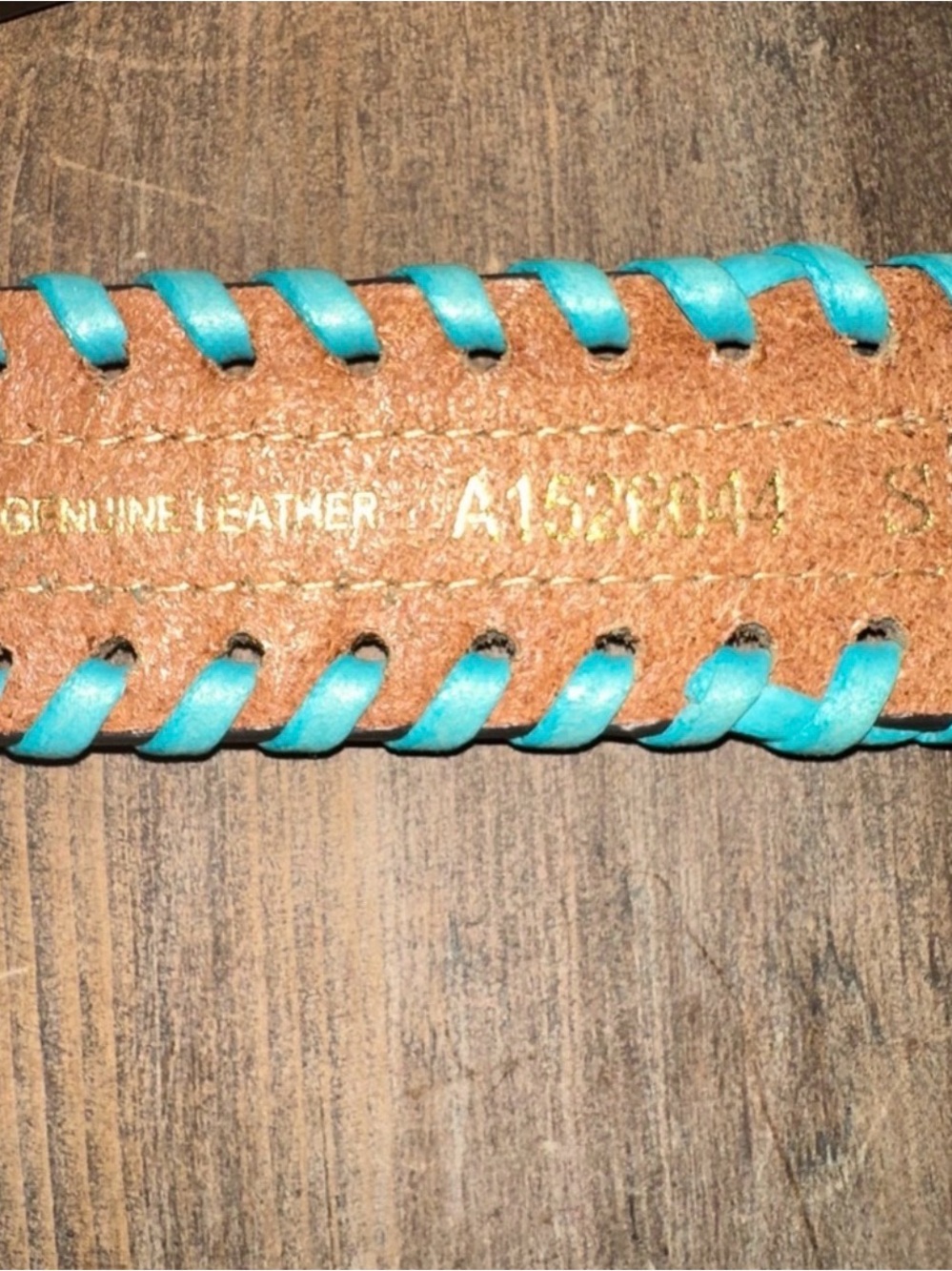 Ariat Leopard HOH Leather Belt with Turquoise Whip Stitch S: Small Length: 35.5" - Picture 6 of 9
